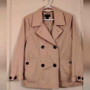 Lands End Womens Size Medium Petite, 10-12,Khaki Pea Coat Spring Jacket.